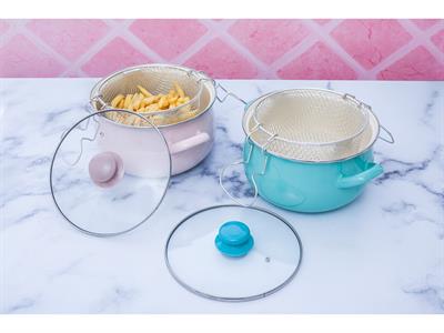 Brian ТЕНДЖЕРА Стъклен с капак Емайлиран 22 cm Pink