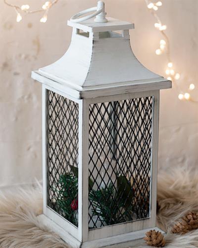 Bright Florals ФЕНЕР С Led Пластмасов метален 13,5x13,5x31,5 cm White