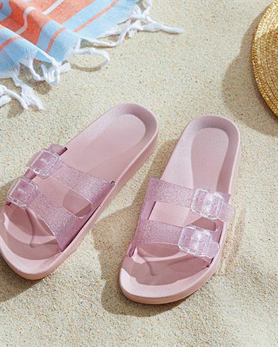 Bright Pvc Women Sandals 40 Powder
