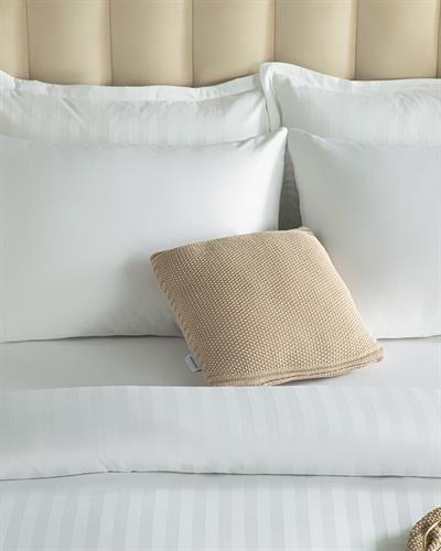 Brilliant Спално Бельо Компле Двоен Размер, Памучен Сатен На Райета, Бяло, 200 X 220 Cm