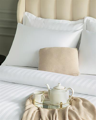 Brilliant Спално Бельо Компле King Size, Памучен Сатен На Райета, Бяло, 240 X 220 Cm