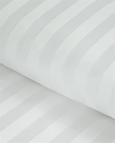 Brilliant Спално Бельо Компле King Size, Памучен Сатен На Райета, Бяло, 240 X 220 Cm