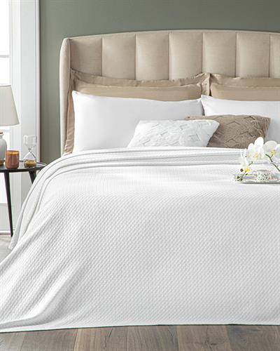 Bubble Покривка Двоен Размер, Памучен, Бяло, 200 X 230 Cm