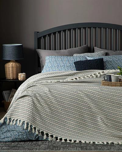 Buttons Покривка За Легло Единичен Размер, Тъкан, Сиво, 160 X 240 Cm