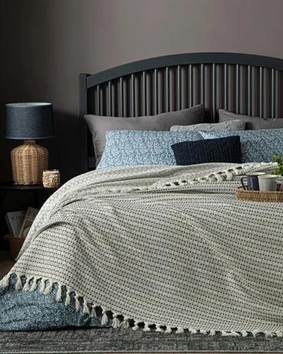 Buttons Покривка За Легло King Size, Тъкан, Сиво, 260 X 280 Cm