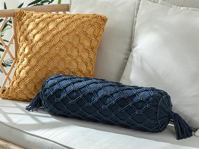 Cage Пълнена Възглавница Makrome, Индиго, 35 X 50 Cm