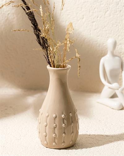 Caprice Ваза Каменна керамика 6,6x 6,6x 12,2 см Бежов