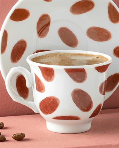 Carino Porcelain 4 Parça 2 Kişilik Coffee Cup Set 80 ml Claret Red