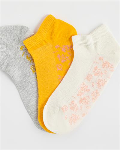 Carla Cotton 3-set Women Socks 36-40 Ekru-Gri-Sarı