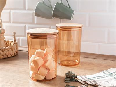 Carlisa КУТИЯ ЗА СЪХРАНЕНИЕ 2 комплект Пластмасов 1500 ml Амбър