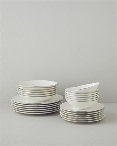 Carmen Комплект За Хранене Порцелан 24 части за 6 души Сребърен.