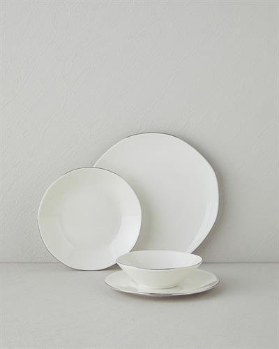 Carmen Комплект За Хранене Порцелан 24 части за 6 души Сребърен.