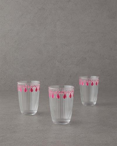 Carnival Drip Чаша 3 бр. Стъкло 395 мл Розов