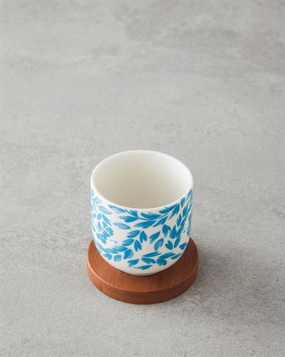 Carnival Floral Чаша Дървена стойка Керамика 110 мл Светлосин