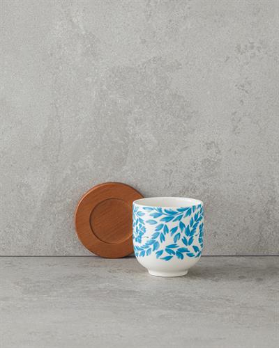 Carnival Floral Чаша Дървена стойка Керамика 110 мл Светлосин