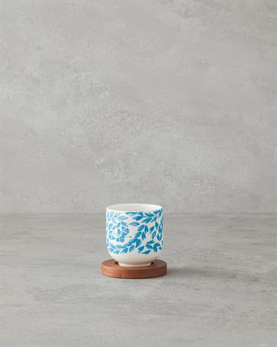 Carnival Floral Чаша Дървена стойка Керамика 110 мл Светлосин