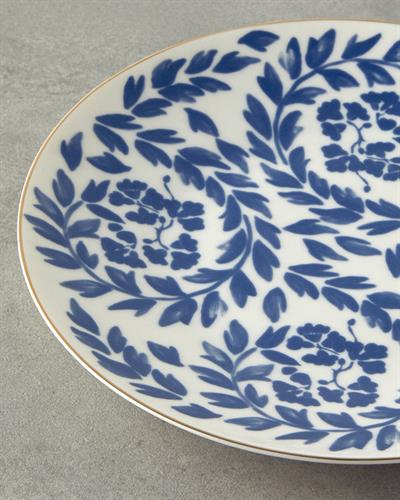 Carnival Floral Чиния За Торта Костен порцелан 20 см Морскосин - Бял