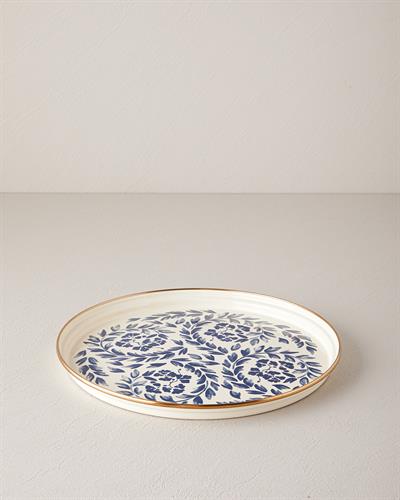 Carnival Floral Тепсия Емайлиран 31 см Бял - Морскосин