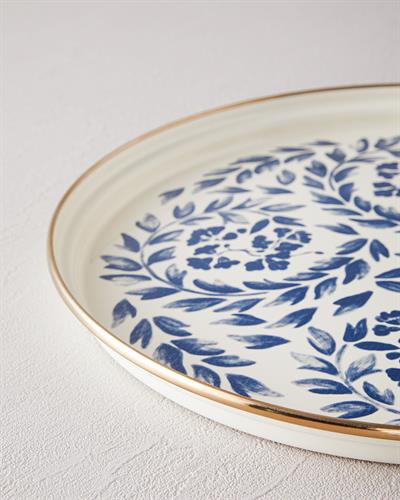 Carnival Floral Тепсия Емайлиран 31 см Бял - Морскосин