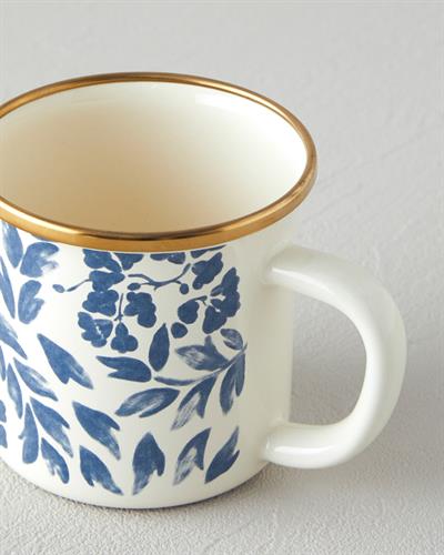 Чаша Емайлиран 350 ml Бял - Морскосин