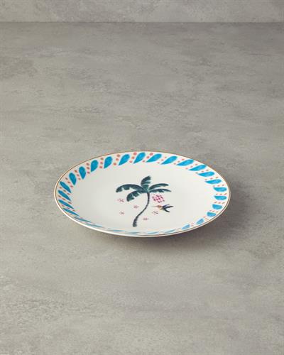 Чиния За Торта Костен порцелан 20 см Син - Зелен.