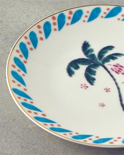 Чиния За Торта Костен порцелан 20 см Син - Зелен.