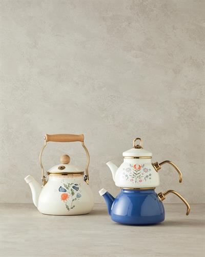 Enamel Tea Pot 2 Litre Cream
