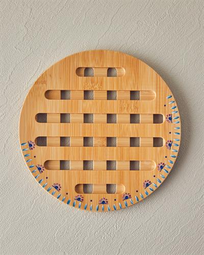 Carnival Square Подложка За Топло Сервиране Бамбук 19,5 см Син