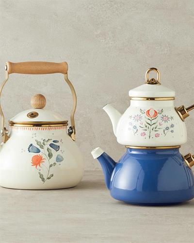 Enamel Tea Pot 0,50 lt + 1,1 lt Blue