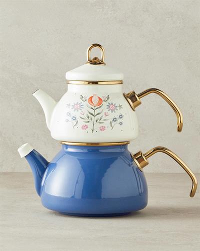 Enamel Tea Pot 0,50 lt + 1,1 lt Blue