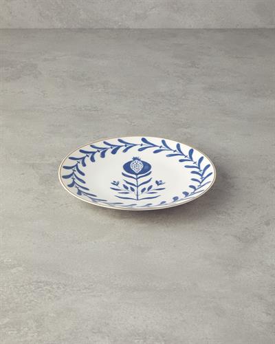 Чиния За Торта Костен порцелан 20 см Морскосин - Бял