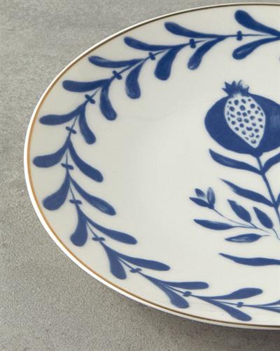 Чиния За Торта Костен порцелан 20 см Морскосин - Бял