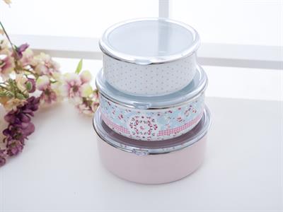 Carola КУТИЯ ЗА СЪХРАНЕНИЕ 3 бр. Емайлиран 14 - 16 - 18 cm Pink