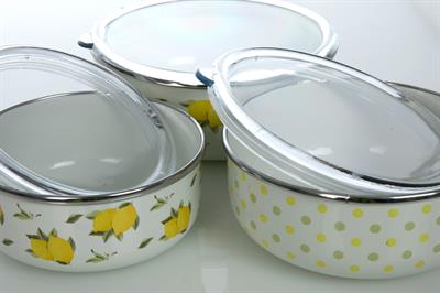 Carpe Diem КУТИЯ ЗА СЪХРАНЕНИЕ 3 бр. Емайлиран 14 - 16 - 18 cm White