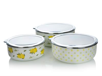 Carpe Diem КУТИЯ ЗА СЪХРАНЕНИЕ 3 бр. Емайлиран 14 - 16 - 18 cm White