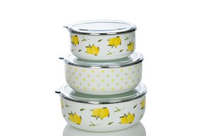 Carpe Diem КУТИЯ ЗА СЪХРАНЕНИЕ 3 бр. Емайлиран 14 - 16 - 18 cm White