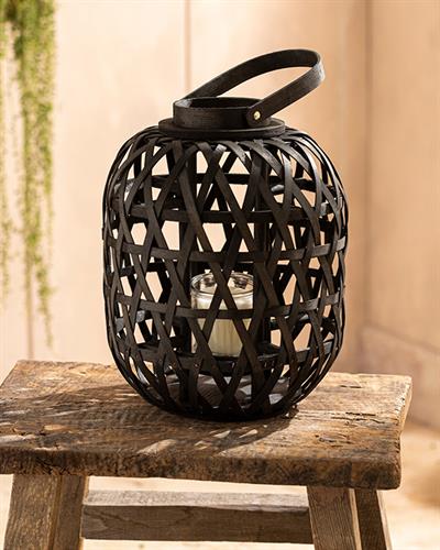 Carra Bamboo Lantern 26x33 cm Black