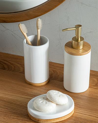 Casey 3 pcs Bathroom Set 9x9x13+9x9x12+9x9x2,5cm White