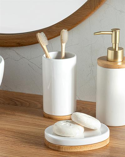 Casey 3 pcs Bathroom Set 9x9x13+9x9x12+9x9x2,5cm White