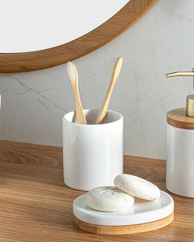 Casey Комплект За Баня 3 бр. 9x9x23+9x9x12+10x10x2,5см Бял