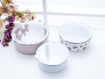 Cassandra КУТИЯ ЗА СЪХРАНЕНИЕ 3 бр. Емайлиран 14 - 16 - 18 cm Pink