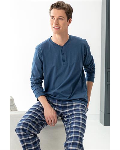 Casual Комплект Пижама Мъжки Фланел M Морскосин