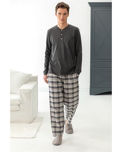 Casual Комплект Пижама Мъжки, Фланела, Антрацит, M