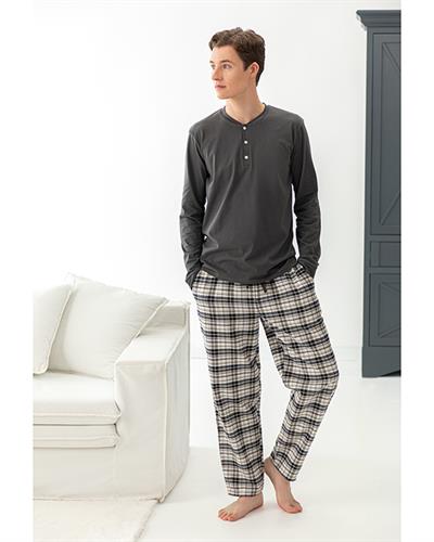 Casual Комплект Пижама Мъжки, Фланела, Антрацит, S