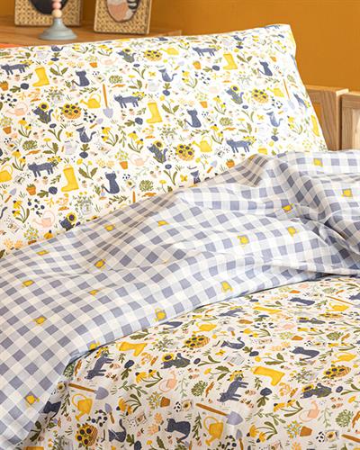 Cat Детско Спално Бельо Памучен, Сиво, 160 X 220 Cm