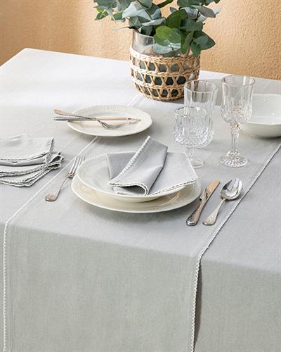 Cecily Покривка За Маса Ръчно Бродирани, Памучен, Сиво, 150 X 200 Cm