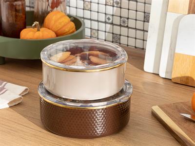 Ceremony КУТИЯ ЗА СЪХРАНЕНИЕ 2 комплект Емайлиран 14 - 16 - 18 cm Кафе-бежово