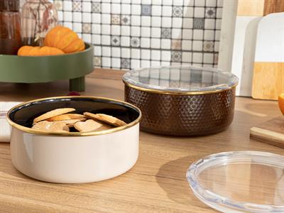 Ceremony КУТИЯ ЗА СЪХРАНЕНИЕ 2 комплект Емайлиран 14 - 16 - 18 cm Кафе-бежово