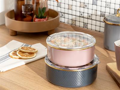 Ceremony КУТИЯ ЗА СЪХРАНЕНИЕ 2 комплект Емайлиран 16-18 cm Розово-антрацит