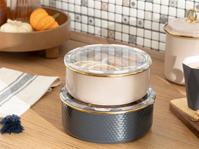 Ceremony КУТИЯ ЗА СЪХРАНЕНИЕ 2 комплект Емайлиран 16-18 cm Бежово-антрацит